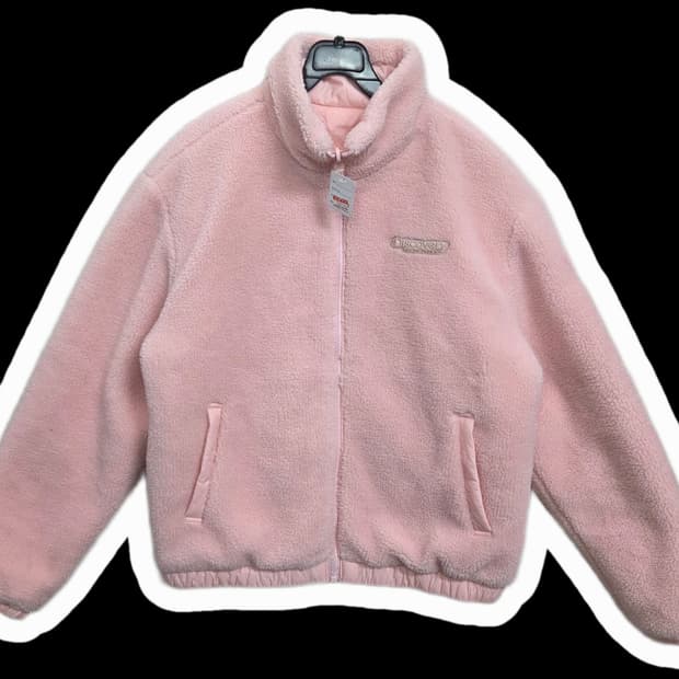여55 디스커버리 리버시블 양면 뽀글이 핑크 점퍼 자켓