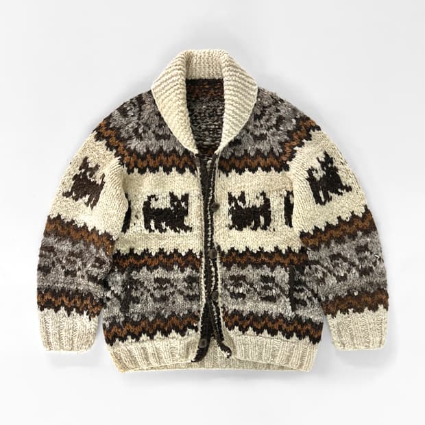 (Rare) 빈티지 고양이 패턴 코위찬 스웨터