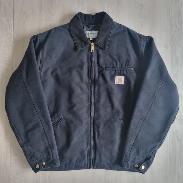 칼하트 WIP 오가닉 디어본 캔버스 OG 디트로이트 자켓 블랙 에이지드