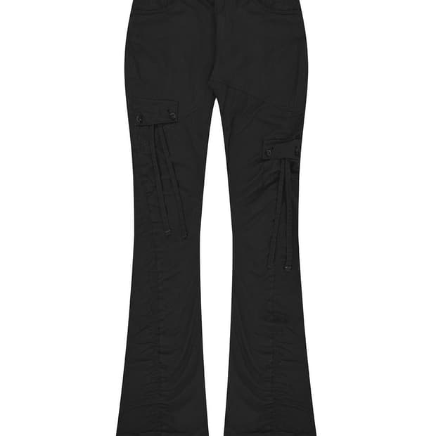 보헤미안서울 WASHED SHIRRING CARGO PANTS, BLAC