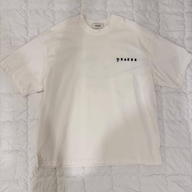 비이커 오버핏 로고 프린팅 티셔츠