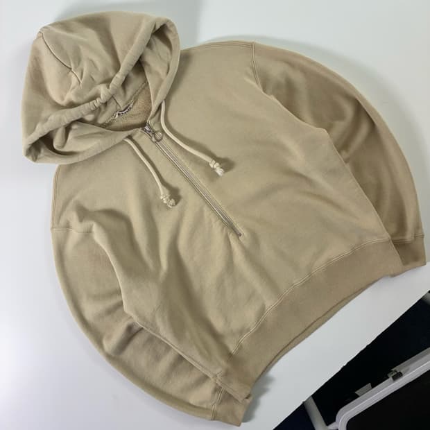 Auralee  오라리 스무스 하프집업 베이지 후드티 