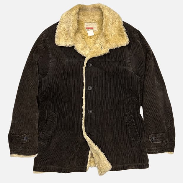 brown corduroy fur lining jacket
