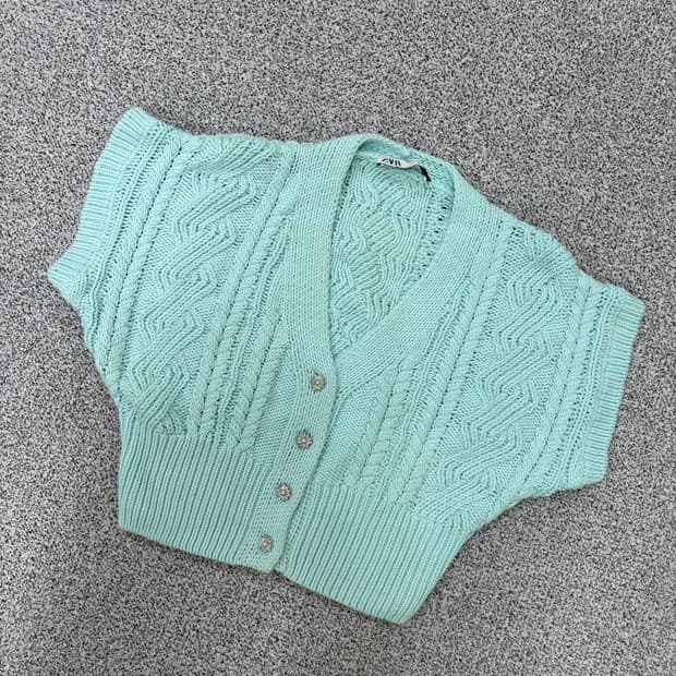 S 자라 크롭 케이블 니트 베스트 0317J