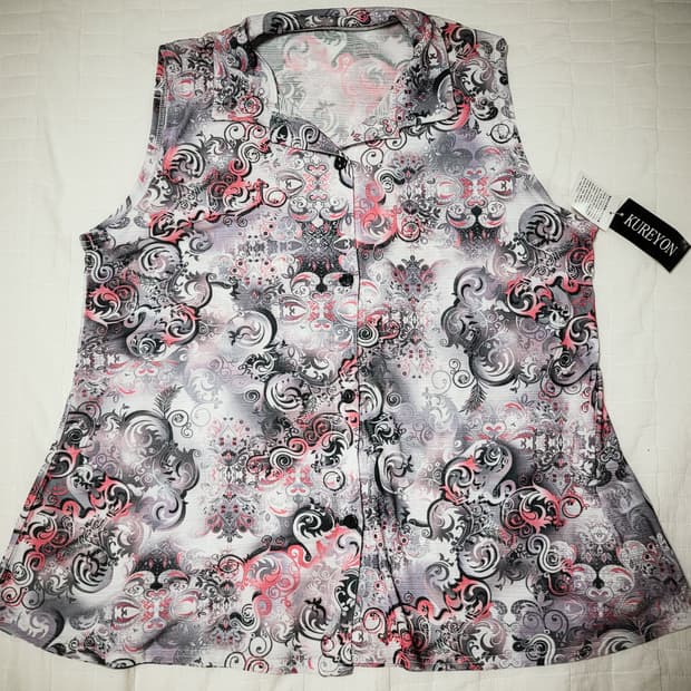 '00s KUREYON Sleeveless Patterned Blouse