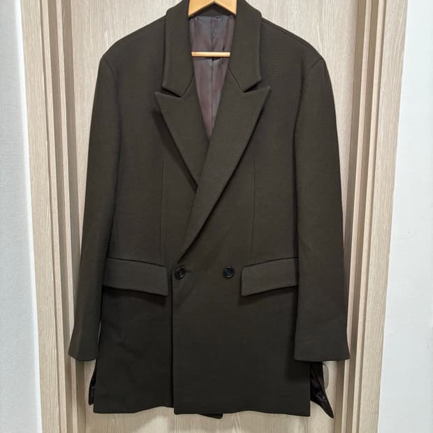 시스템옴므 울 더블하프코트100/다크브라운