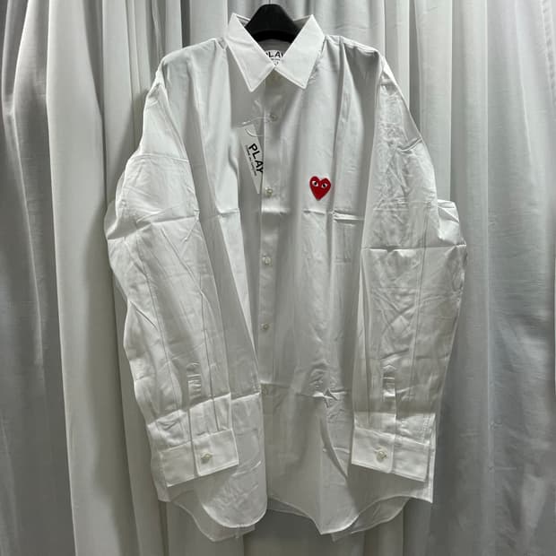 꼼데가르송/ 레드와펜 화이트 셔츠/ XL