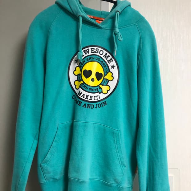 빈티지 민트색 후드티