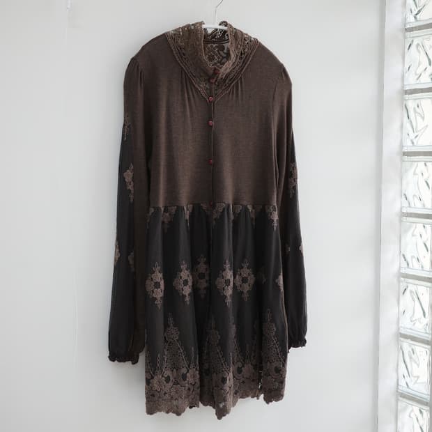 Antique brown lace one-piece