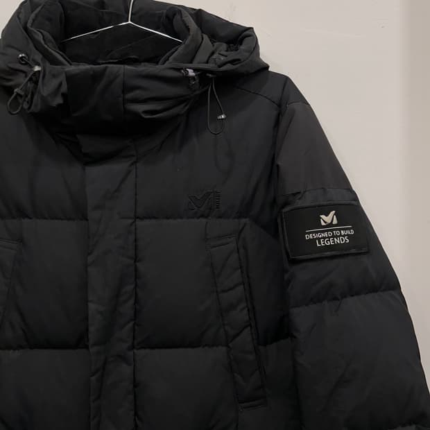 밀레 덕다운 벨크로와펜 무광 후드 롱패딩