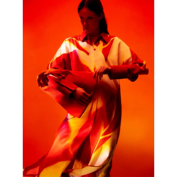 COS x 레아 콜롬보 패턴 롱 셔츠 드레스