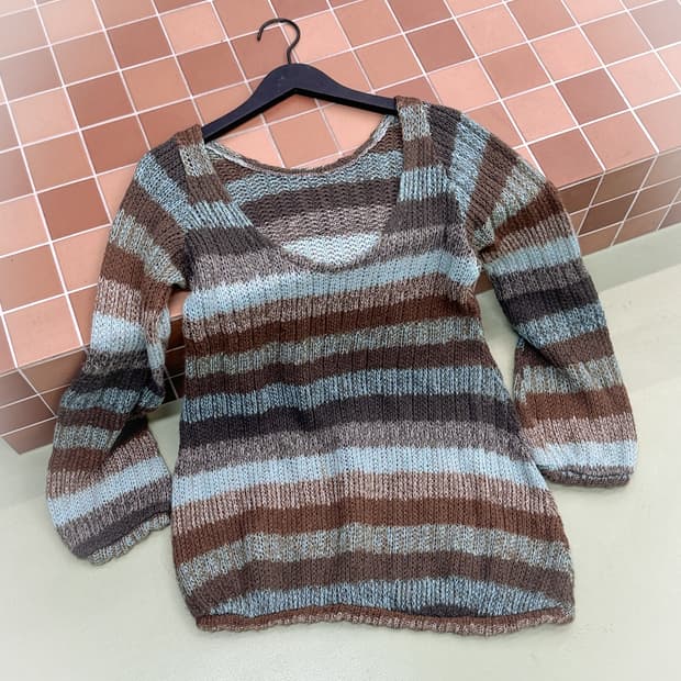 soft color stripes long knit