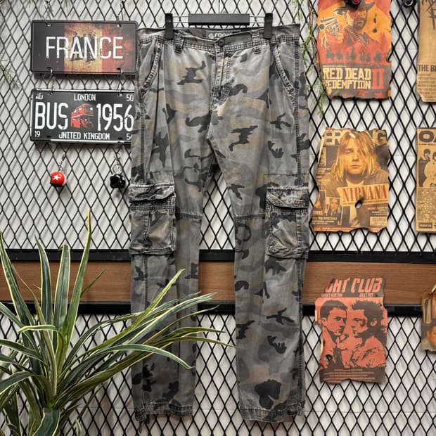 00s USA VINTAGE 밀리터리 카모플라쥬 카고 팬츠 그레이