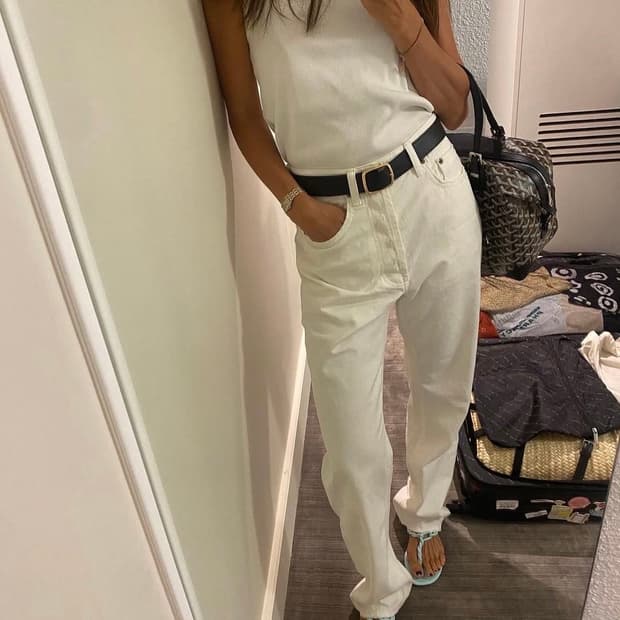 새상품) 식스앤어하프 화이트데님팬츠 M