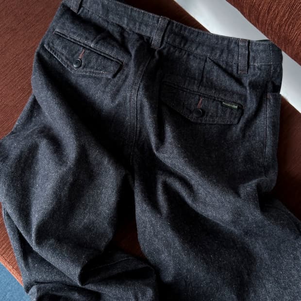 Brushed cotton denim straight pants