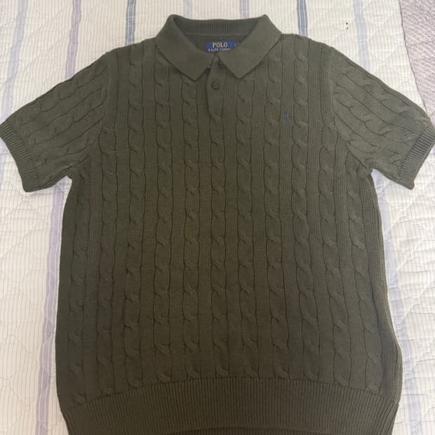 폴로 랄프로렌 케이블 반팔 카라 니트 L 큐알정품