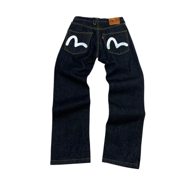 Evisu black denim pants 