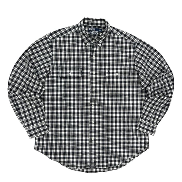 폴로 클래식핏 투포켓 오버사이즈 체크셔츠(L)