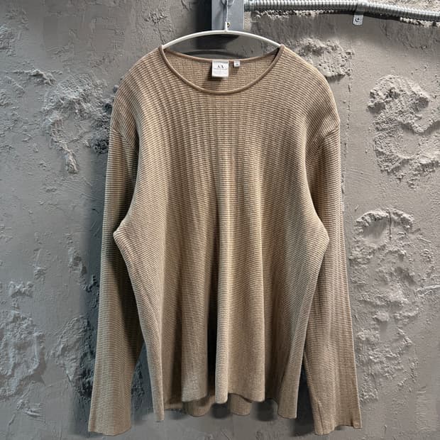 아르마니 익스체인지 린넨 코튼 니트 베이지 M