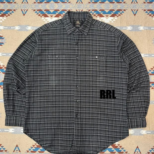 [L] 더블알엘 플란넬 체크 셔츠 블랙 
