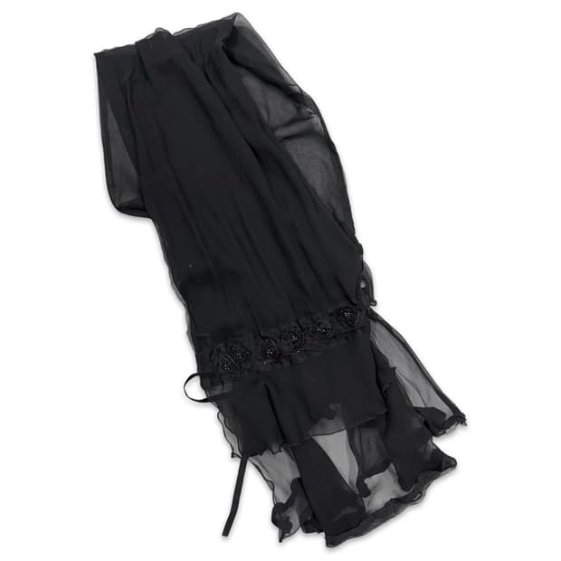 빈티지 블랙 시스루 로즈 2way 스카프