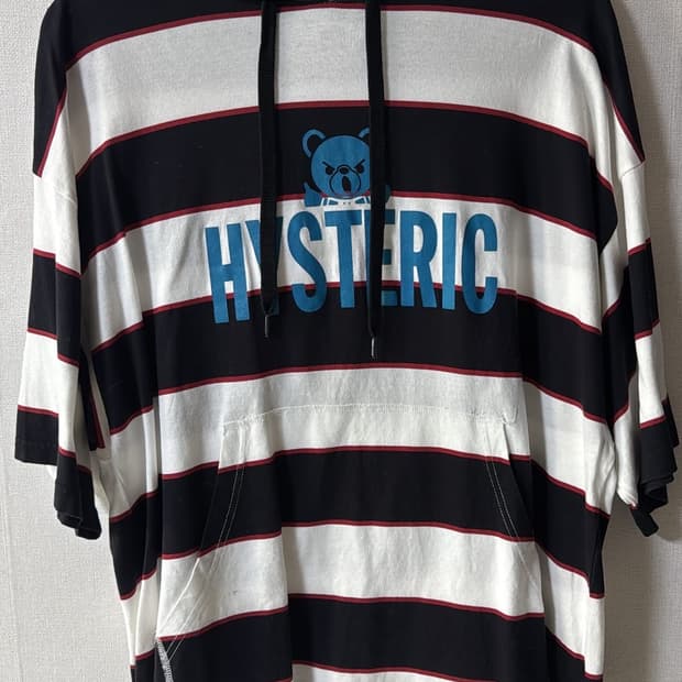 히스테릭글래머 스트라이프 후드 티셔츠