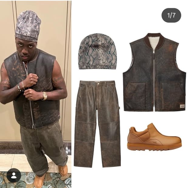 Stussy distressed leather pants brown