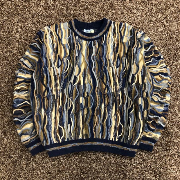 림노스 울 멀티컬러 케이블 니트 스웨터