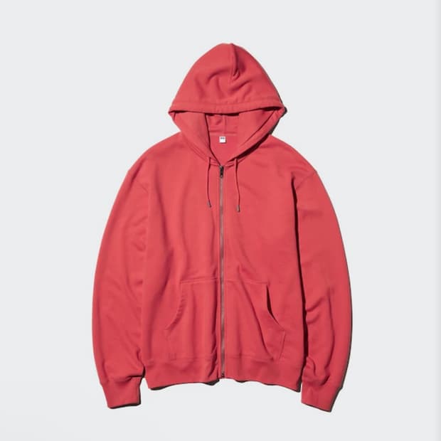 유니클로 스웨트풍집 파카 레드(s)
