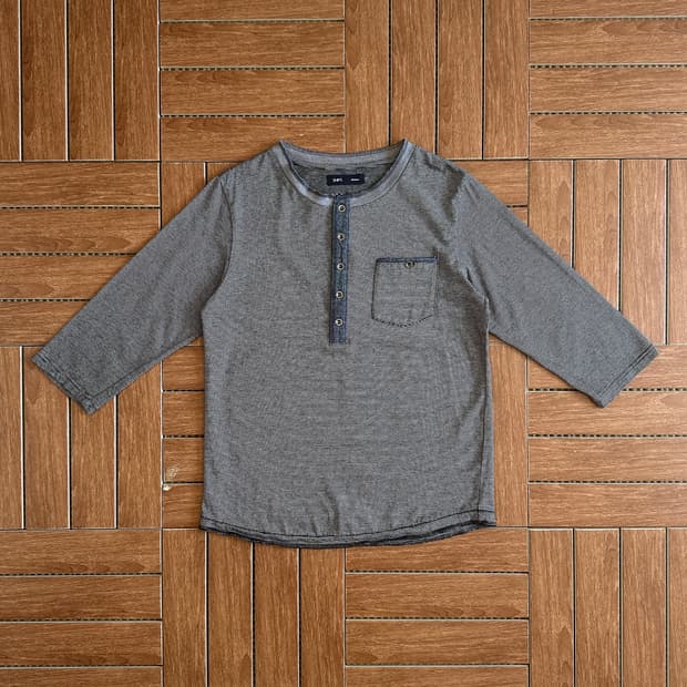 Ships striped henry-neck long sleeves