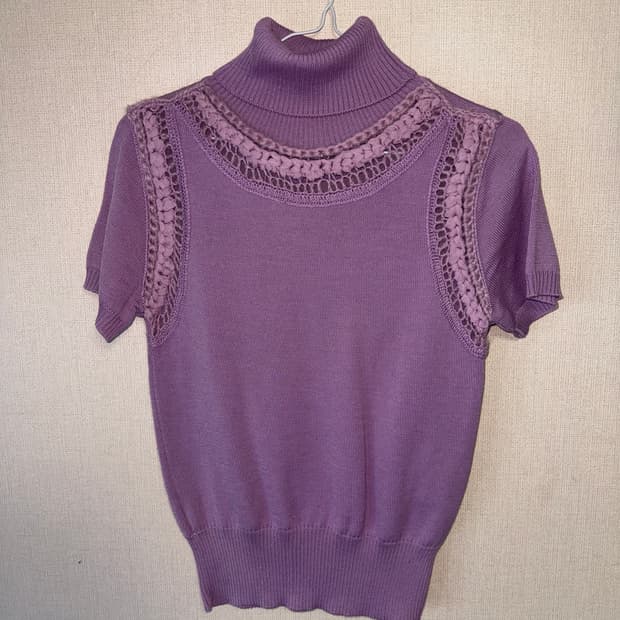 빈티지 터틀넥 반팔 니트