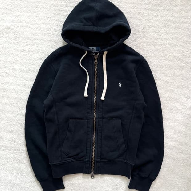 폴로 블랙 써멀 투웨이 후드집업