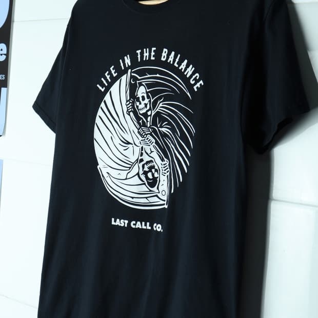 (M-L) 브랜드빈티지 반팔 티셔츠 USA 블랙 스컬 리퍼-H33327