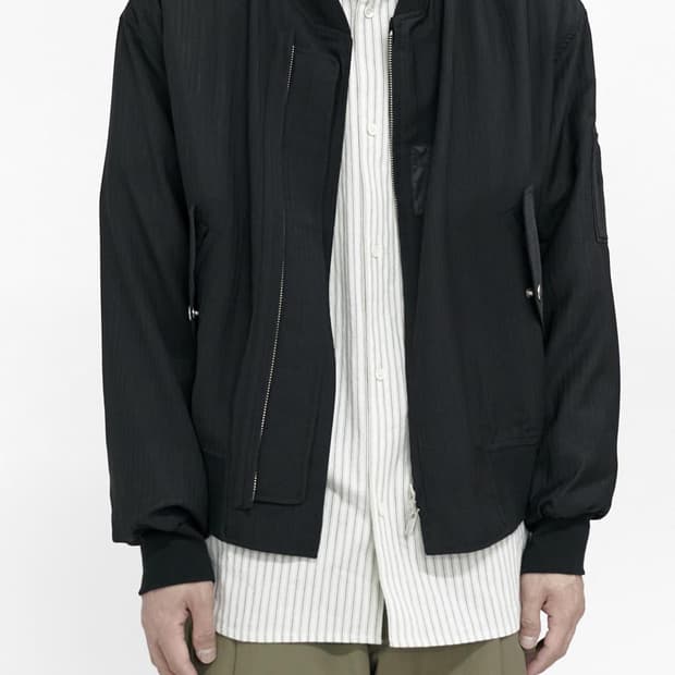 폴리테루 울 스트라이프 봄바 자켓 블랙 L(3)