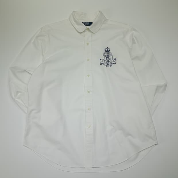 CL480 XL 폴로 90s 코튼 빅크레스트 클럽칼라 화이트 셔츠 남방