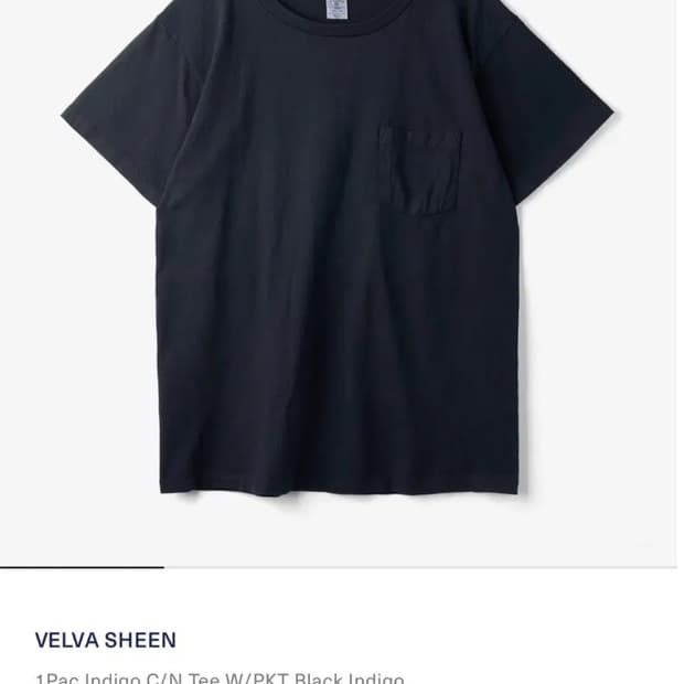 벨바쉰 VELVA SHEEN 블랙 인디고 포켓 반팔 티셔츠 L