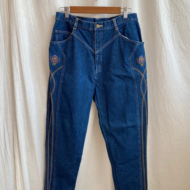 빈티지 자수 데님밴딩팬츠(29-31)