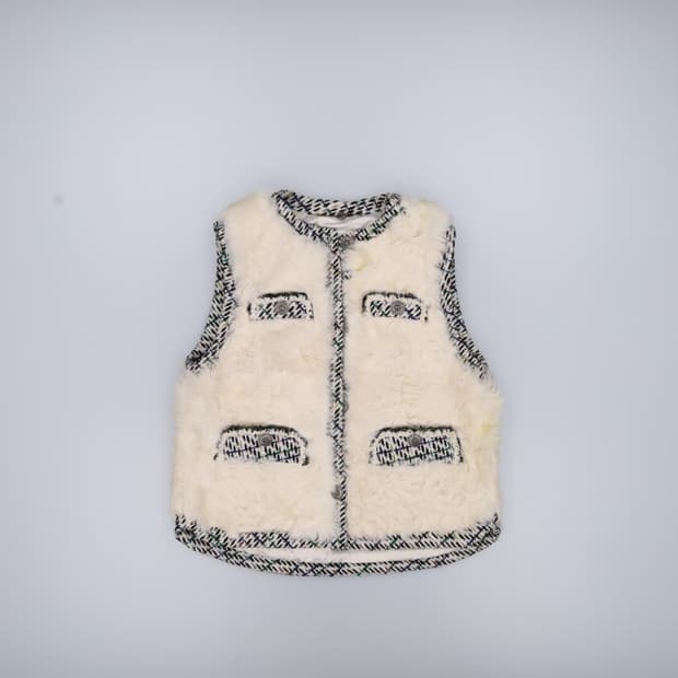 82 한섬오즈세컨 트위드 퍼 조끼 0401H1