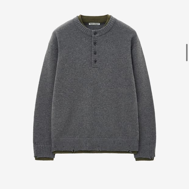 인사일런스 더블 레이어드 헨리넥 니트 GREY L사이즈