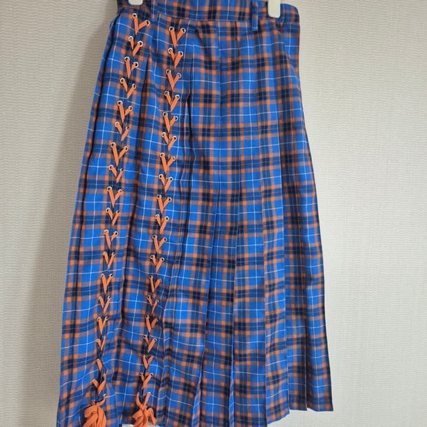 체크롱플리츠스커트