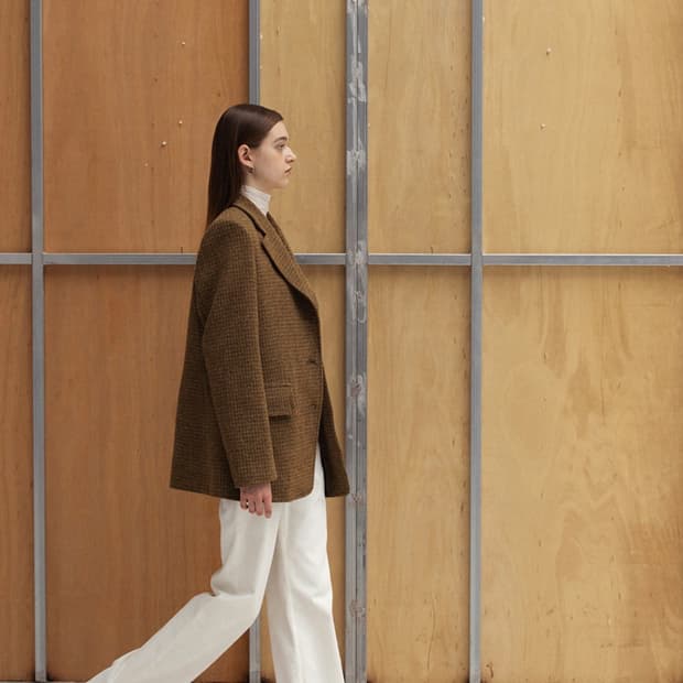 Le wool checked blazer (yellow khaki) OS