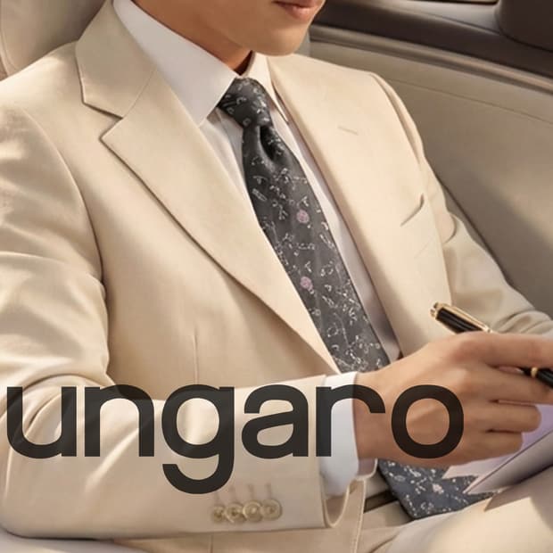 웅가로 실크 그레이 플라워 패턴 넥타이 9.9cm A+등급 E912