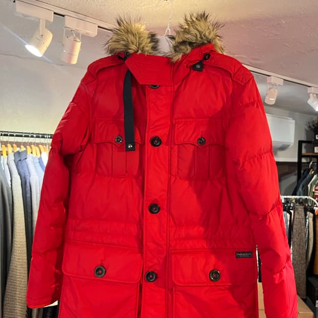 폴로 랄프로렌 퍼 트림 다운 파카 레드 (XS)