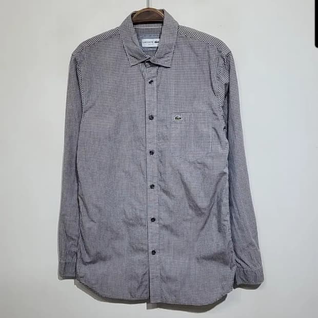 (S) 라코스테 셔츠 체크 남방 포켓 로고 캐주얼 