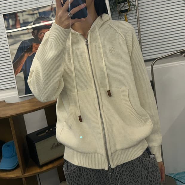 마리떼  양모 니트 후드집업 2way