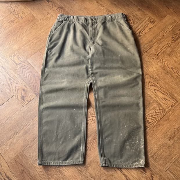 [40]칼하트 USA 더티워싱 모스그린 싱글니 카펜터 워크 팬츠