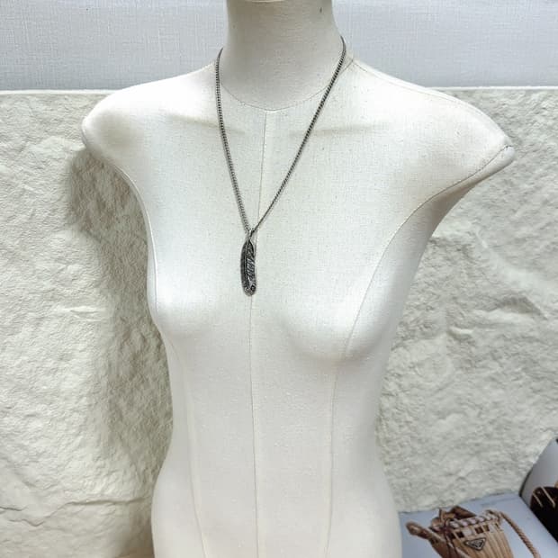 unisex빈티지 쿠바체인 깃털 목걸이