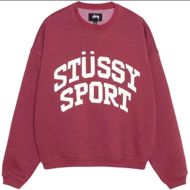 [새상품] 스투시 빅 크랙클 스포츠 크루 버건디 판매합니다 (버건디/L)