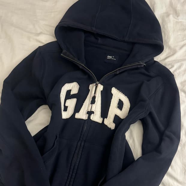 갭 네이비 하이넥 후드집업 M