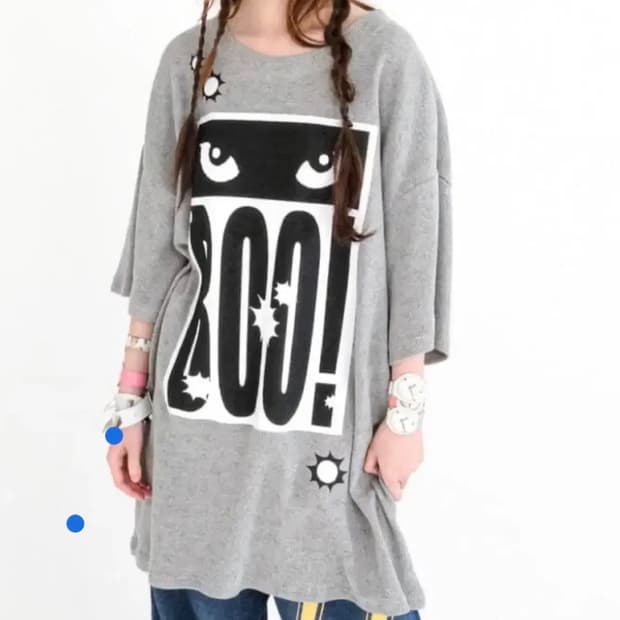 샵페어리 cat's eyes flower waffle top grey